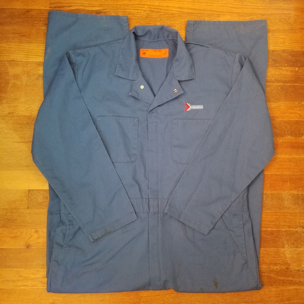 Mens Coveralls Carpenter Style 48 Regular USA Work Utility Blue Pockets Zip Up